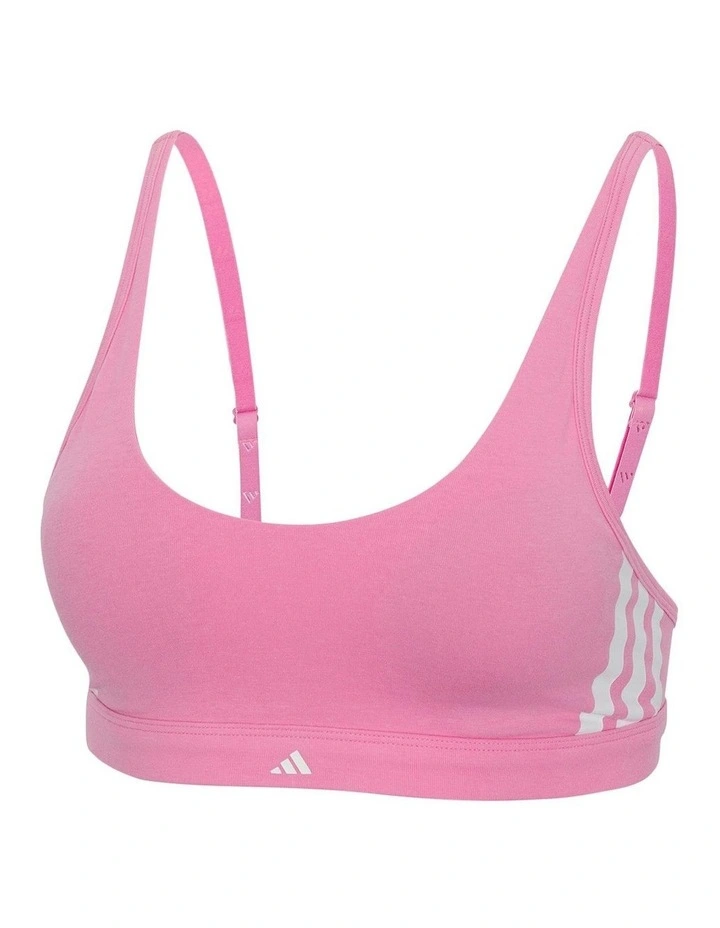 Active Essentials Cotton 3 Stripes Scoop Bralette in St Tropic Bloom image 5