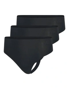 Active Micro Flex High Waist Thong Underwear 3 Pack in Black