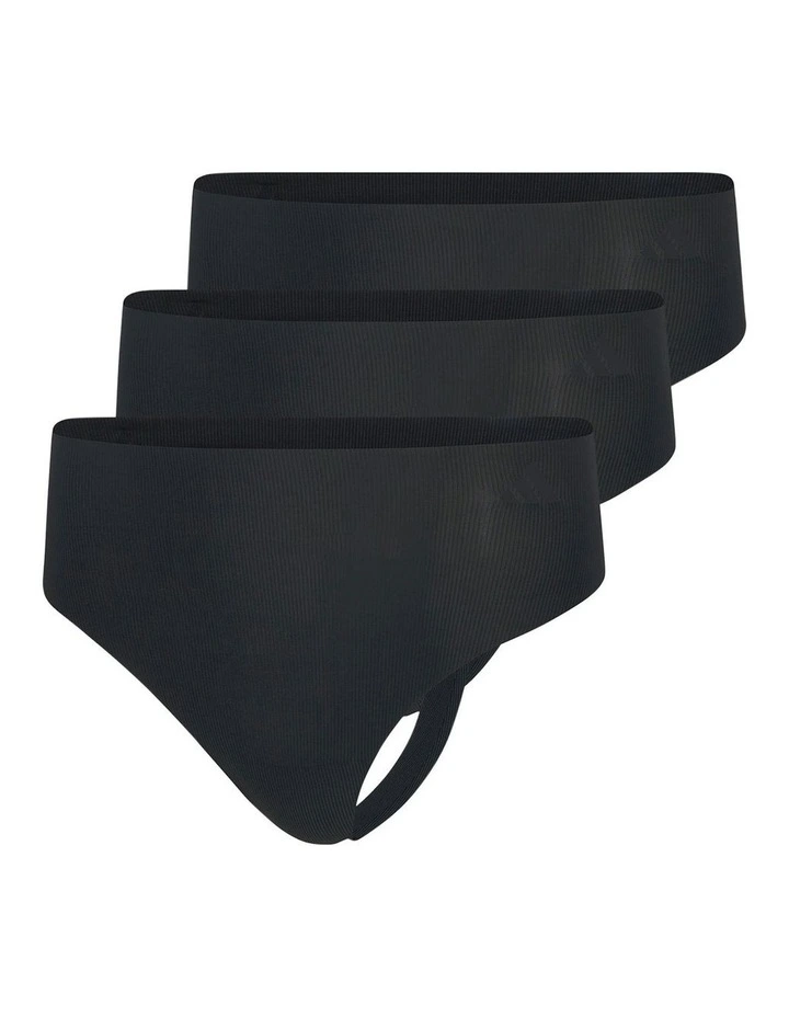 Active Micro Flex High Waist Thong Underwear 3 Pack in Black image 1