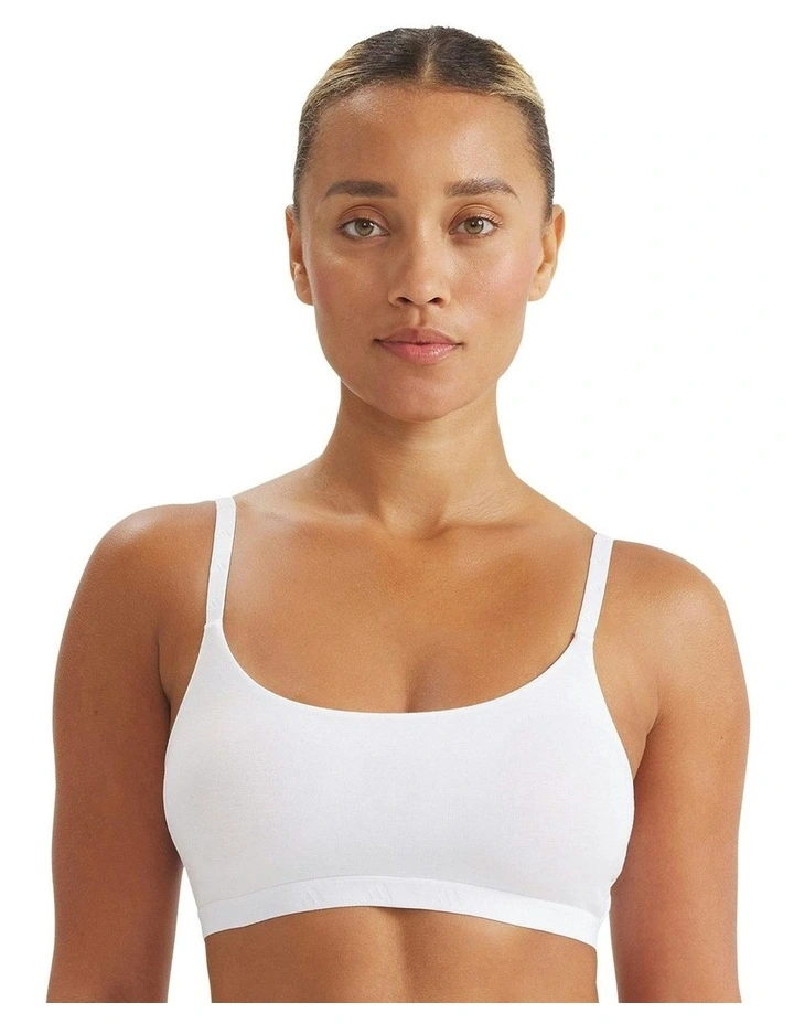 Active Essentials Wirefree Cotton Scoop Bralette in White image 1