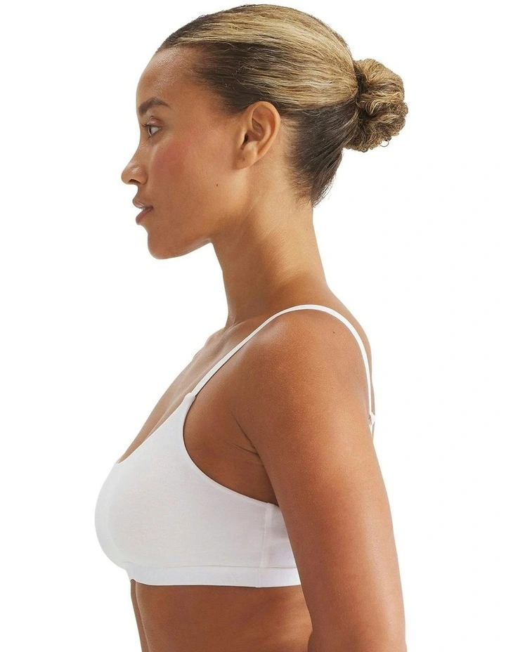 Active Essentials Wirefree Cotton Scoop Bralette in White image 3