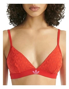 Microterrot Monogram Logo Unlined Triangle Bralette in Better Scarlett