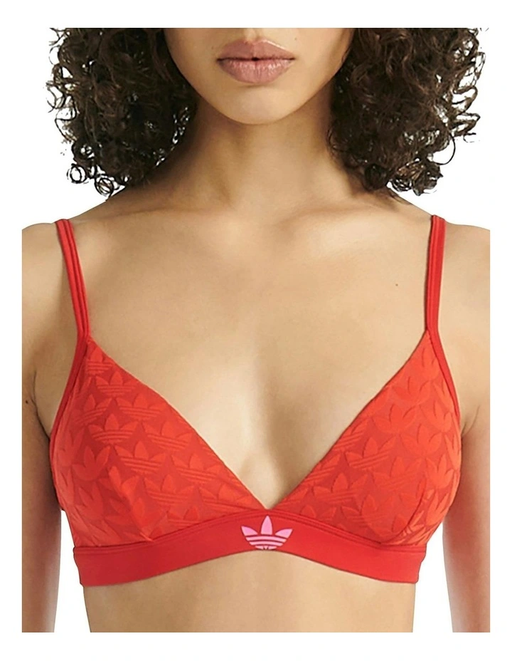 Microterrot Monogram Logo Unlined Triangle Bralette in Better Scarlett image 1