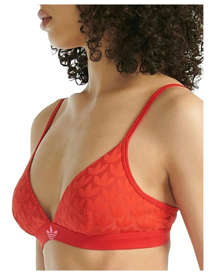 Microterrot Monogram Logo Unlined Triangle Bralette in Better Scarlett image 3