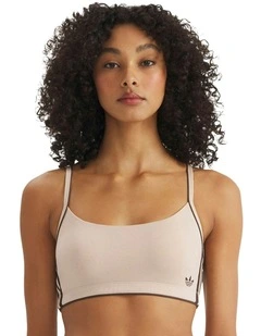 Adicolor Comfort Flex Cotton Scooped Wirefree Padded Bralette in Stone Khaki