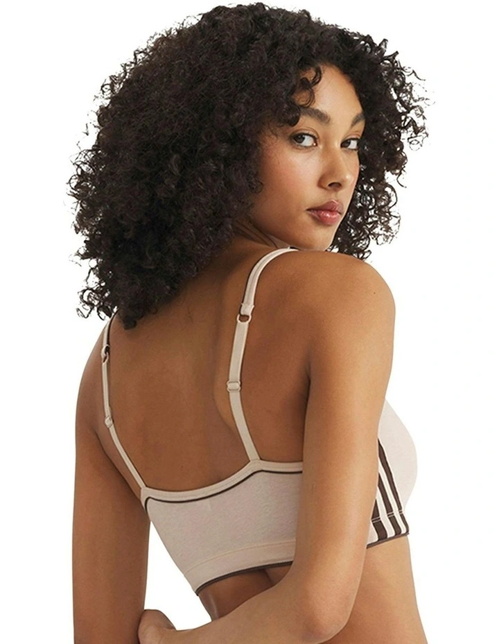 Adicolor Comfort Flex Cotton Scooped Wirefree Padded Bralette in Stone Khaki image 2