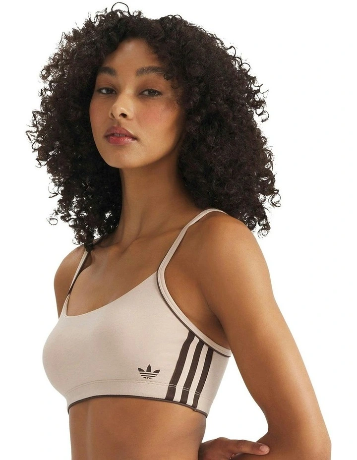 Adicolor Comfort Flex Cotton Scooped Wirefree Padded Bralette in Stone Khaki image 3