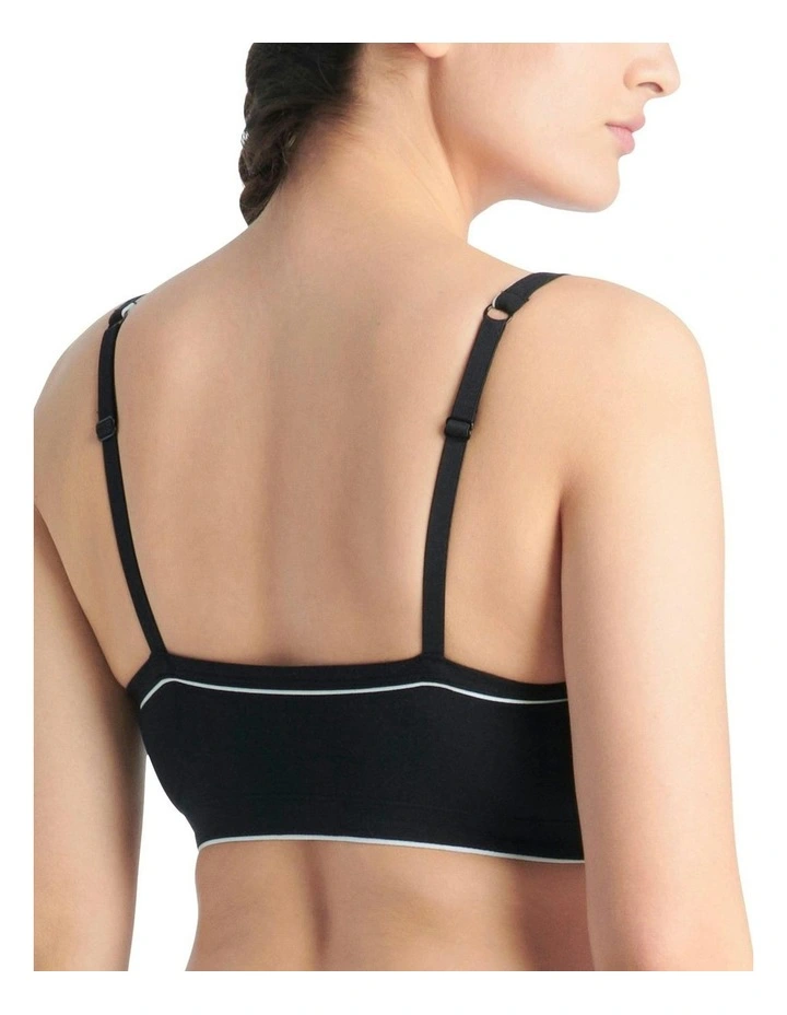 Adicolor Comfort Flex Cotton Scooped Wirefree Padded Bralette in Black image 2