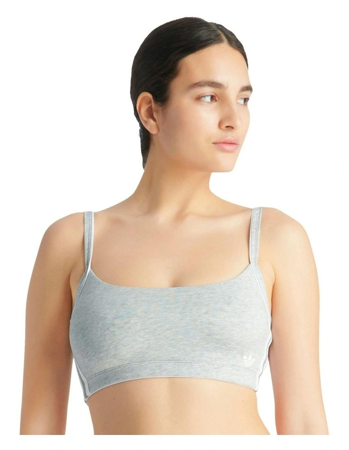 Adicolor Comfort Flex Cotton Scooped Wirefree Padded Bralette in Heather Grey image 1