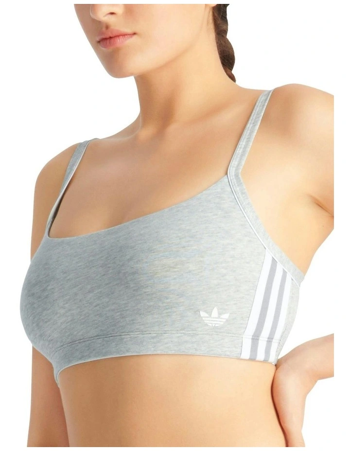 Adicolor Comfort Flex Cotton Scooped Wirefree Padded Bralette in Heather Grey image 3