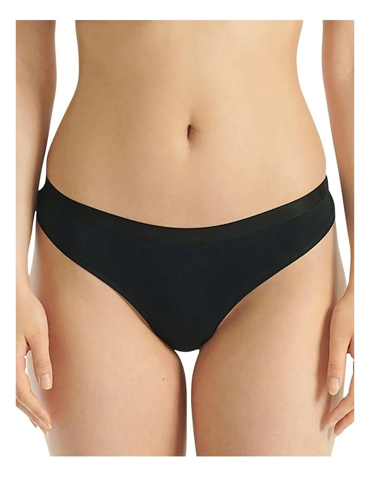 Active Essentials Cotton Low Rise Thong Pack Of 3 in Black image 2