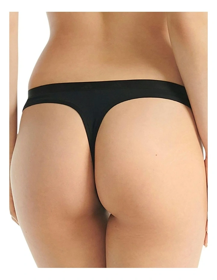 Active Essentials Cotton Low Rise Thong Pack Of 3 in Black image 3