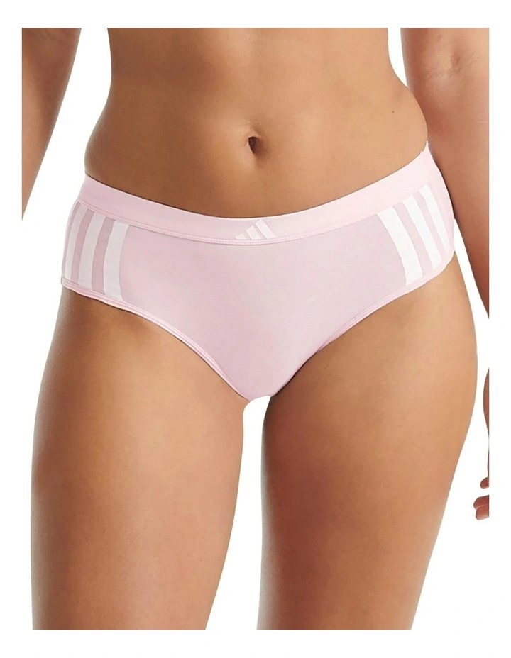 Active Essentials Cotton 3 Stripes Hipster Brief in Clear Pink image 1