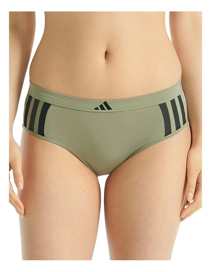 Active Essentials Cotton 3 Stripes Hipster Brief in Silver Pebble image 1
