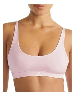 Active Essentials Cotton 3 Stripes Scoop Bralette in Clear Pink