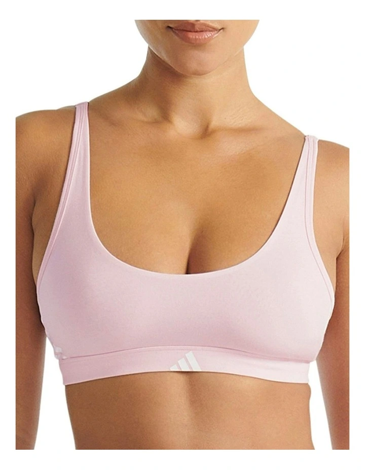 Active Essentials Cotton 3 Stripes Scoop Bralette in Clear Pink image 1