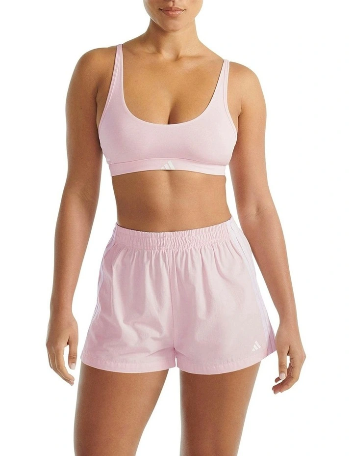 Active Essentials Cotton 3 Stripes Scoop Bralette in Clear Pink image 4