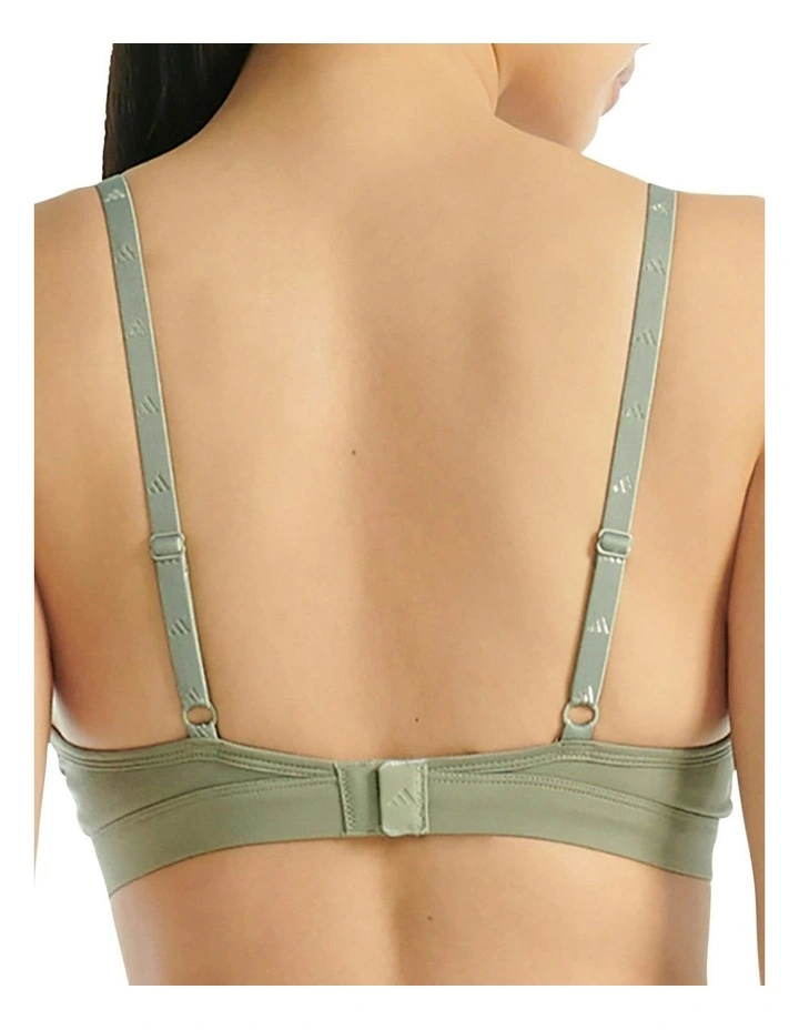 Active Essentials Cotton 3 Stripes Scoop Bralette in Silver Pebble image 2