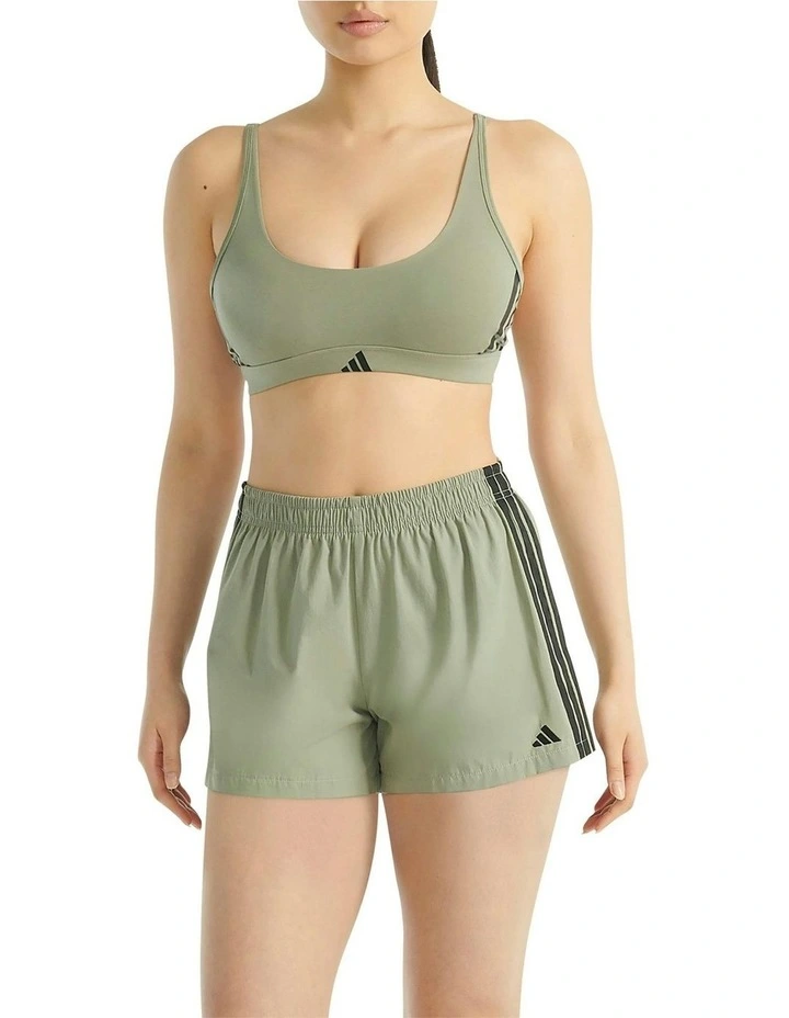 Active Essentials Cotton 3 Stripes Scoop Bralette in Silver Pebble image 4