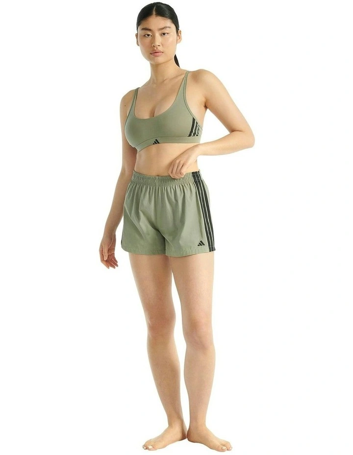 Active Essentials Cotton 3 Stripes Scoop Bralette in Silver Pebble image 5