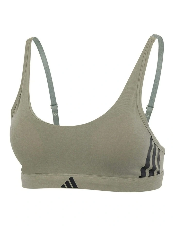 Active Essentials Cotton 3 Stripes Scoop Bralette in Silver Pebble image 6