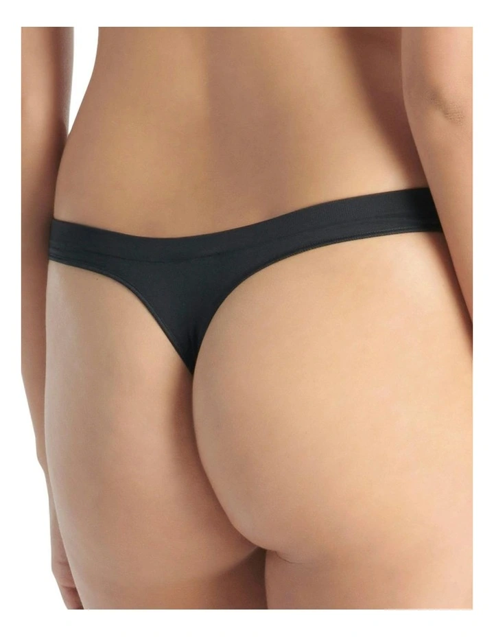 Active Seamless Thong Underwear Pack Of 3 in Black image 3