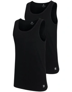 Comfort Rib Cotton Tank Top Pack Of 2 in Black