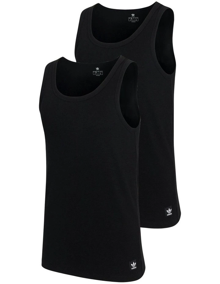 Comfort Rib Cotton Tank Top Pack Of 2 in Black image 1