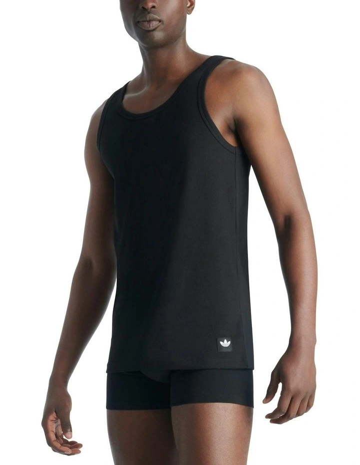 Comfort Rib Cotton Tank Top Pack Of 2 in Black image 2