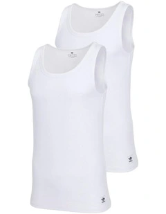 Comfort Rib Cotton Tank Top Pack Of 2 in White