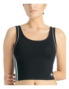 Adicolor Comfort Flex Cotton Padded Cami Crop Top in Black