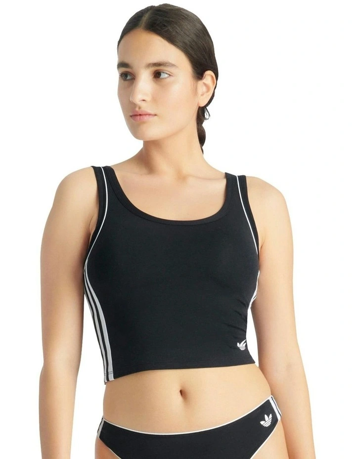 Adicolor Comfort Flex Cotton Padded Cami Crop Top in Black image 4