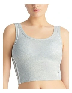 Adicolor Comfort Flex Cotton Padded Cami Crop Top in Heather Grey