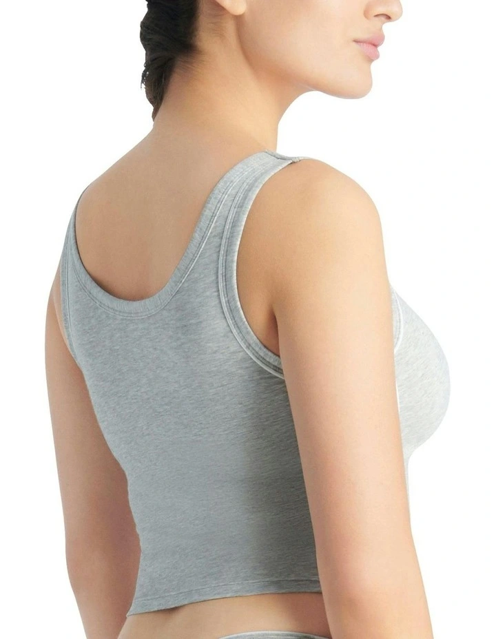 Adicolor Comfort Flex Cotton Padded Cami Crop Top in Heather Grey image 2