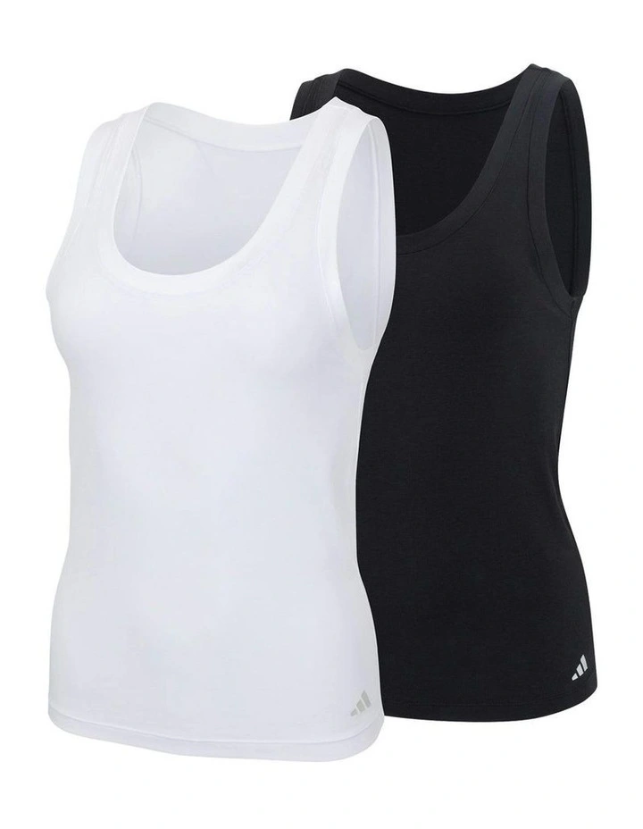 2 Pack Active Modal Comfort Tank Top With Cotton in Black/White image 1