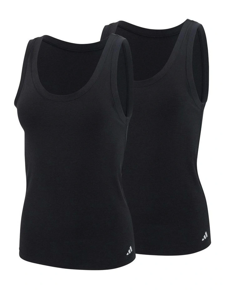 2 Pack Active Modal Comfort Tank Top With Cotton in Black image 1