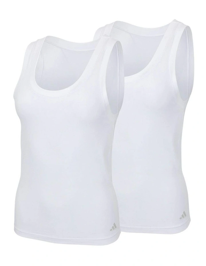2 Pack Active Modal Comfort Tank Top With Cotton in White image 1