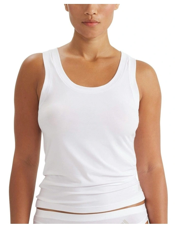 2 Pack Active Modal Comfort Tank Top With Cotton in White image 2