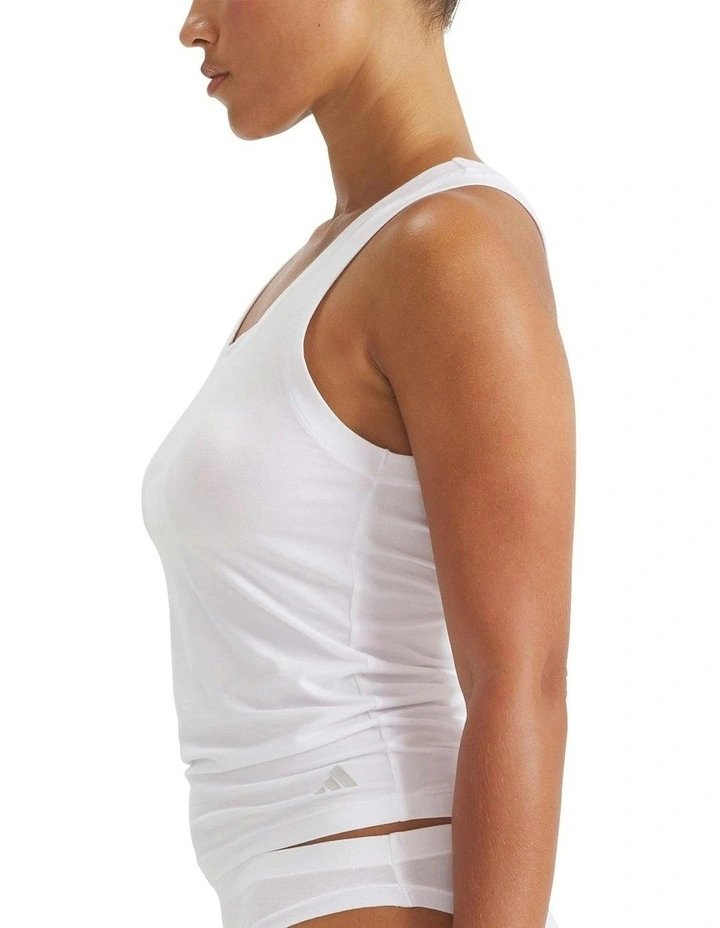 2 Pack Active Modal Comfort Tank Top With Cotton in White image 4