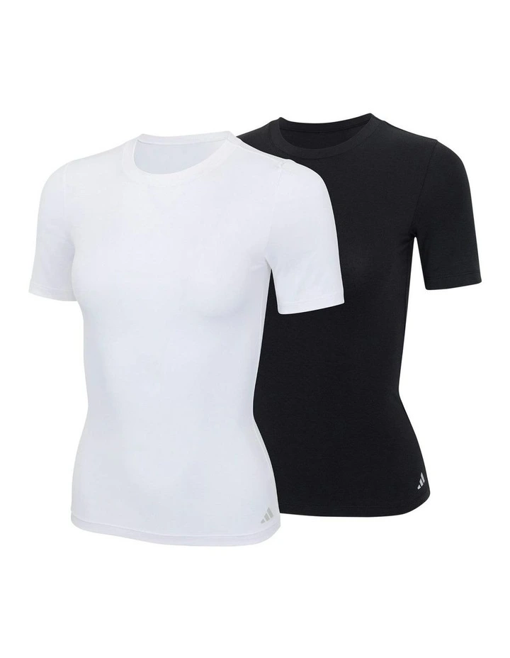 2 Pack Active Modal Comfort T-Shirt With Cotton in Black/White image 1