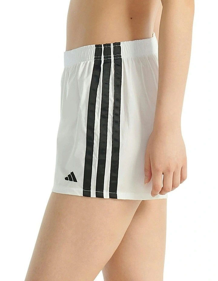 Active Essentials Cotton 3 Stripes Woven Boxer Underwear in White image 3