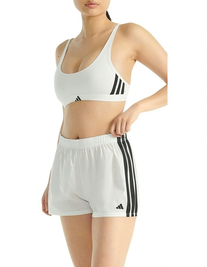 Active Essentials Cotton 3 Stripes Woven Boxer Underwear in White image 5