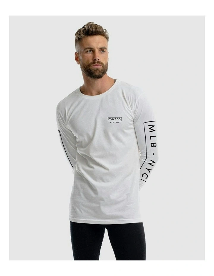 NYC Long Sleeve Tee in White image 3