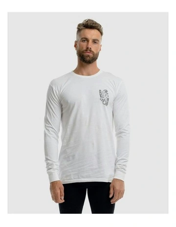 Panther Long Sleeve Tee in White