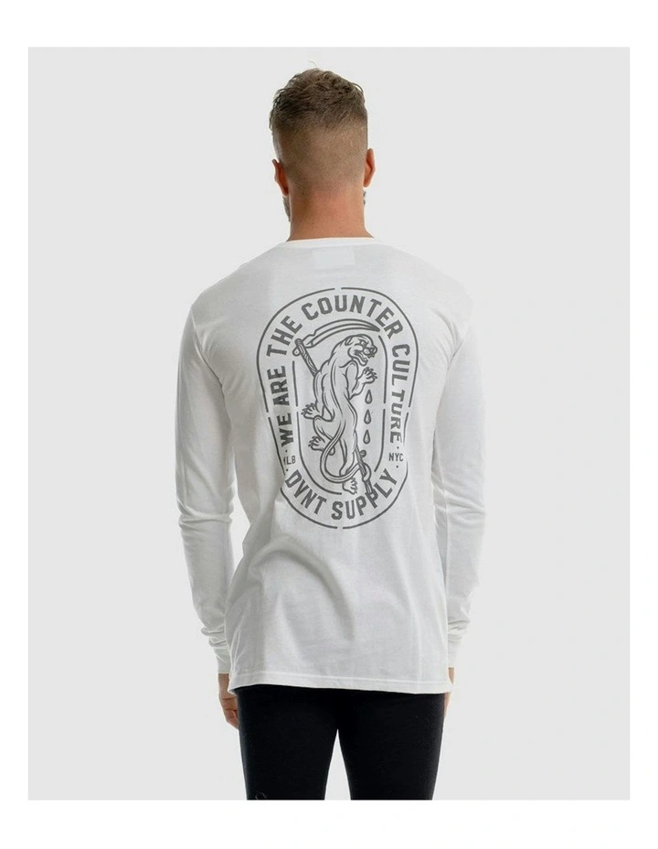 Panther Long Sleeve Tee in White image 2