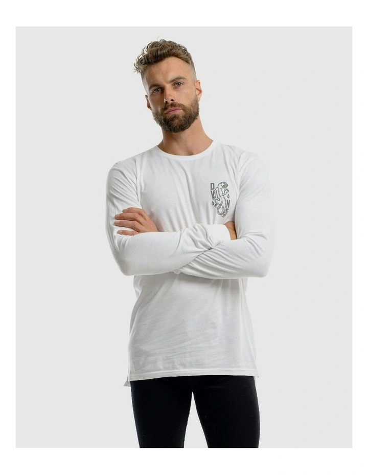 Panther Long Sleeve Tee in White image 5