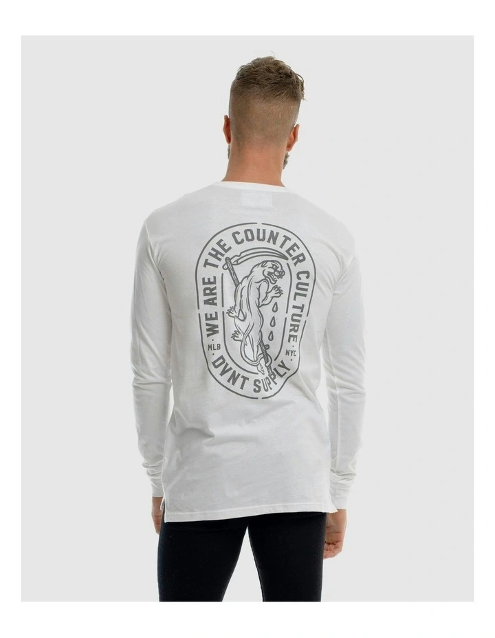 Panther Long Sleeve Tee in White image 6