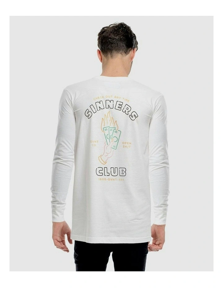 Sinners Club Long Sleeve Tee in White image 2