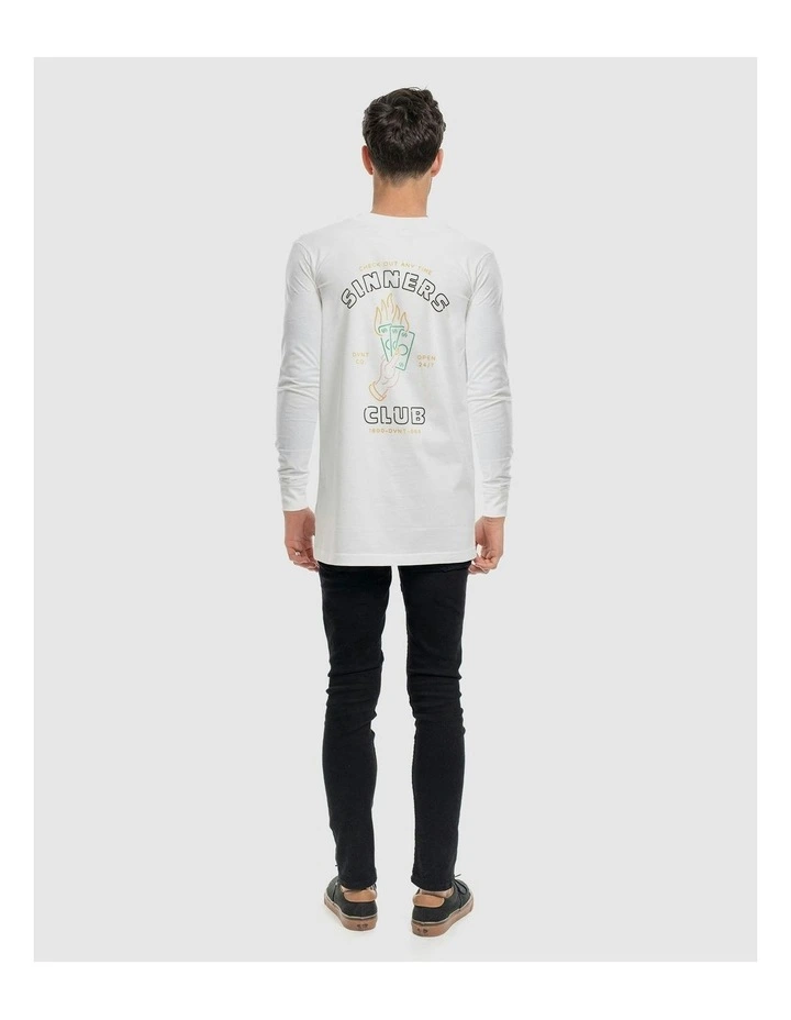 Sinners Club Long Sleeve Tee in White image 6