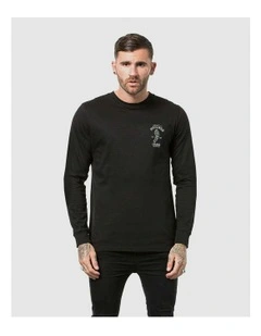 Sinners Club Long Sleeve Tee in Black
